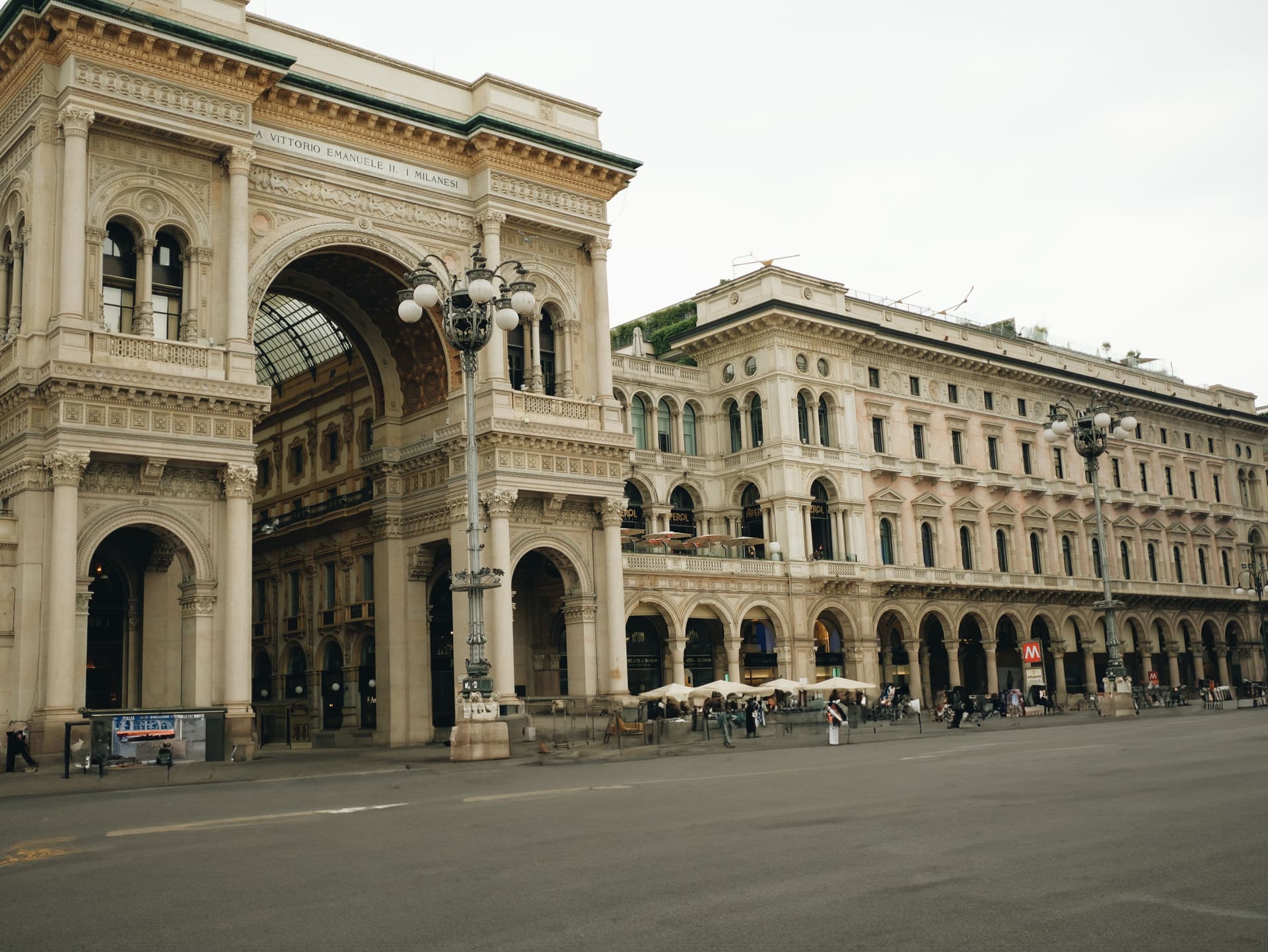 The ornate entrance to the Galleria Vittorio Emanuele II in Milan