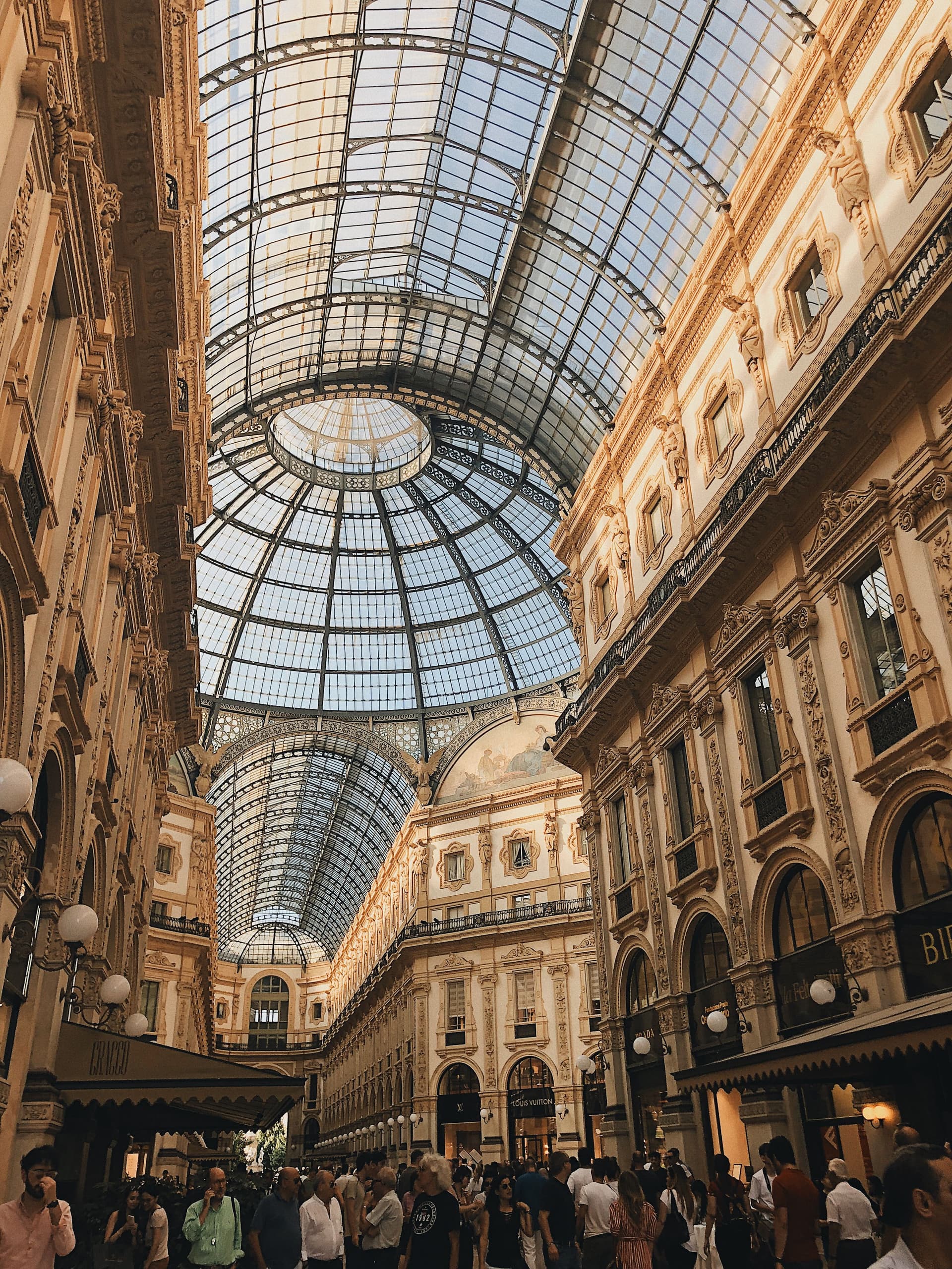 The glass and iron roof inside Milan's Galleria Vittorio Emanuele II