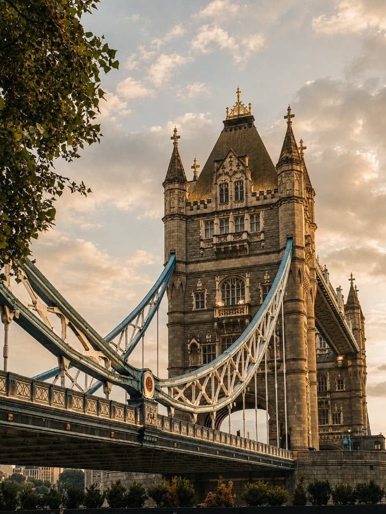 London Bridge and Tower Bridge architecture over River Thames